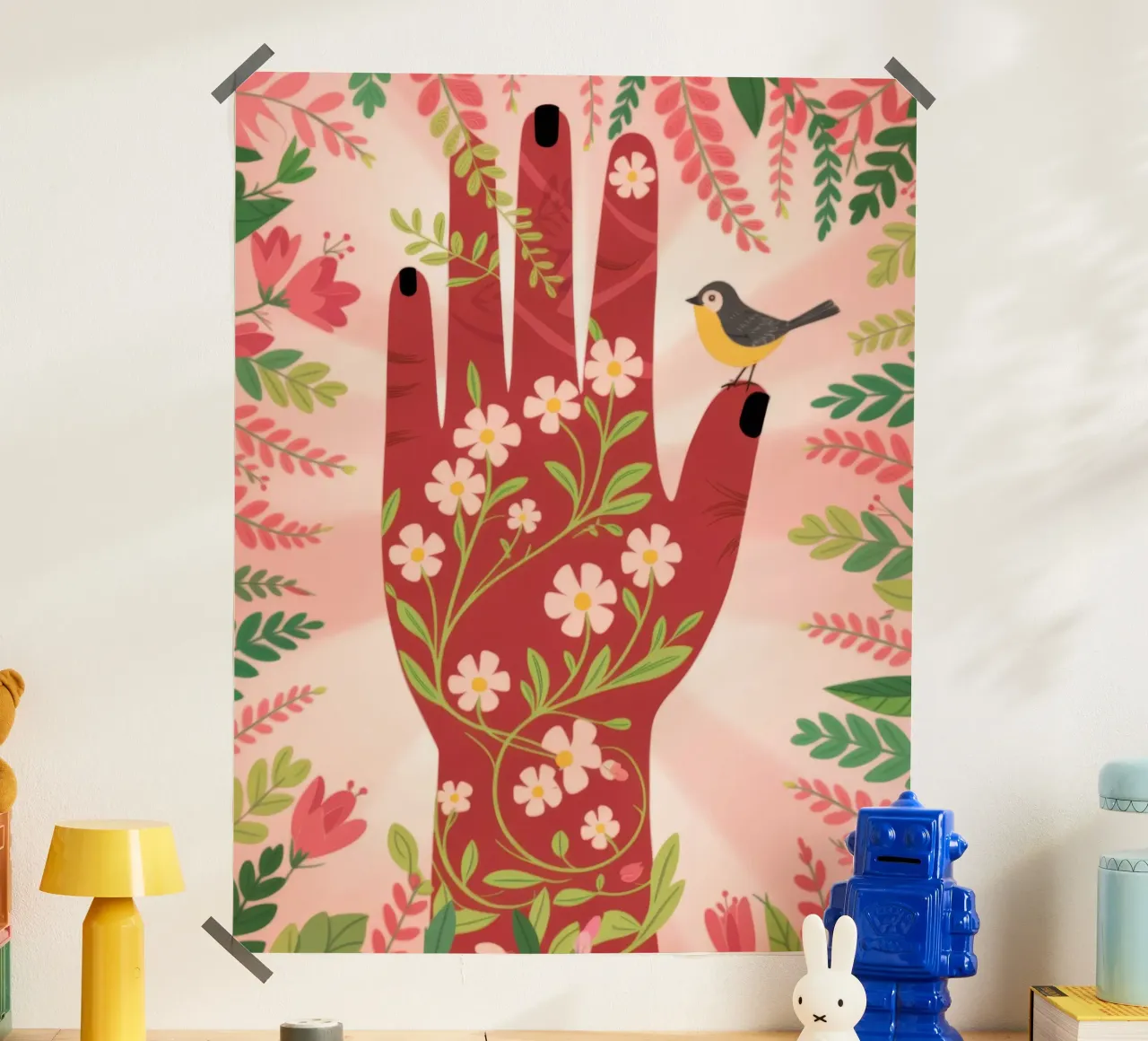 Armonia floreale delle mani poster con telaio in plastica da Atelier Tiga