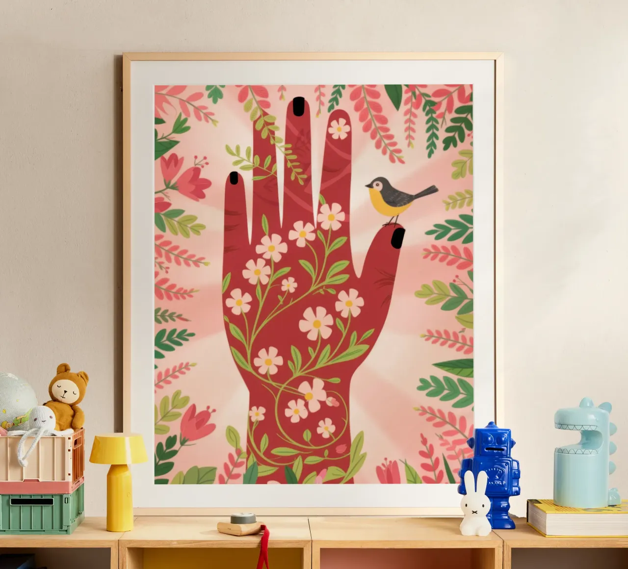 Armonia floreale delle mani poster con telaio in plastica da Atelier Tiga