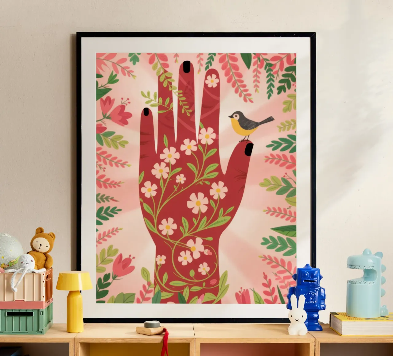 Armonia floreale delle mani poster con telaio in plastica da Atelier Tiga