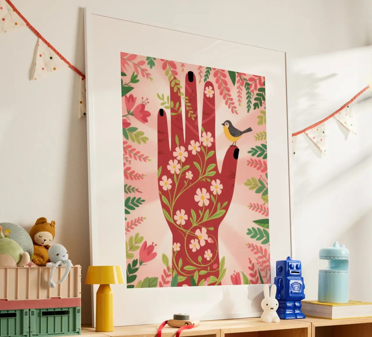 Armonia floreale delle mani poster con telaio in plastica da Atelier Tiga