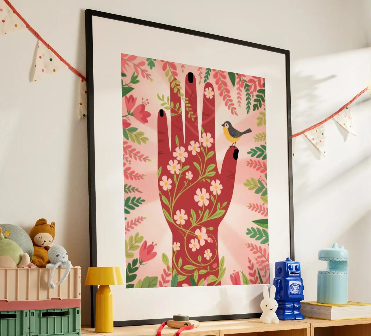 Armonia floreale delle mani poster con telaio in plastica da Atelier Tiga