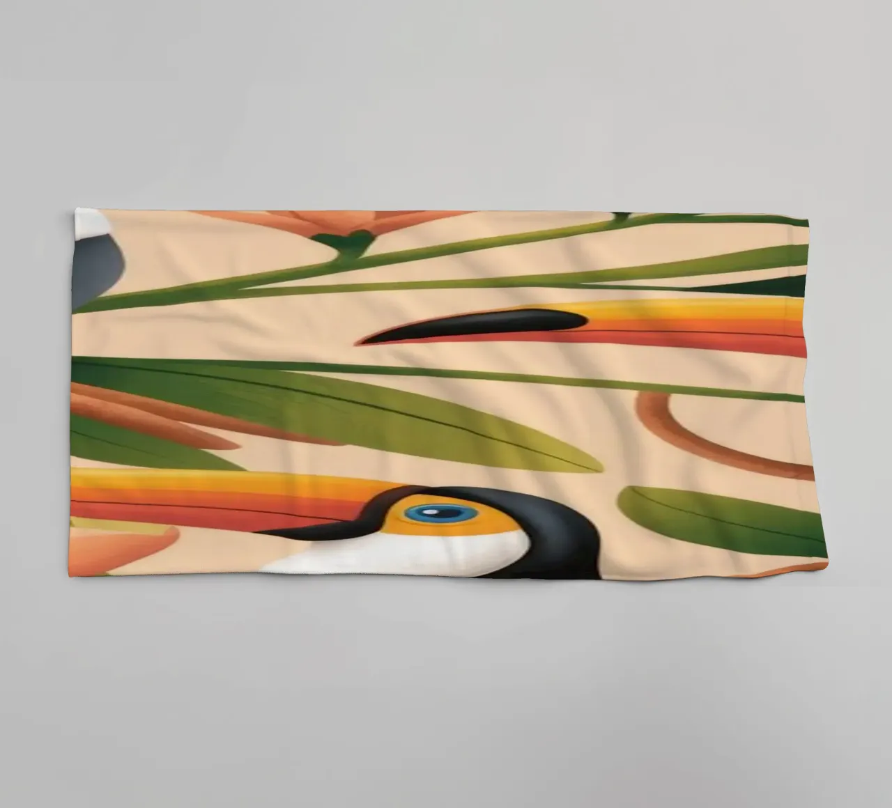 Tropical Bird Symphony towel by Atelier Tiga