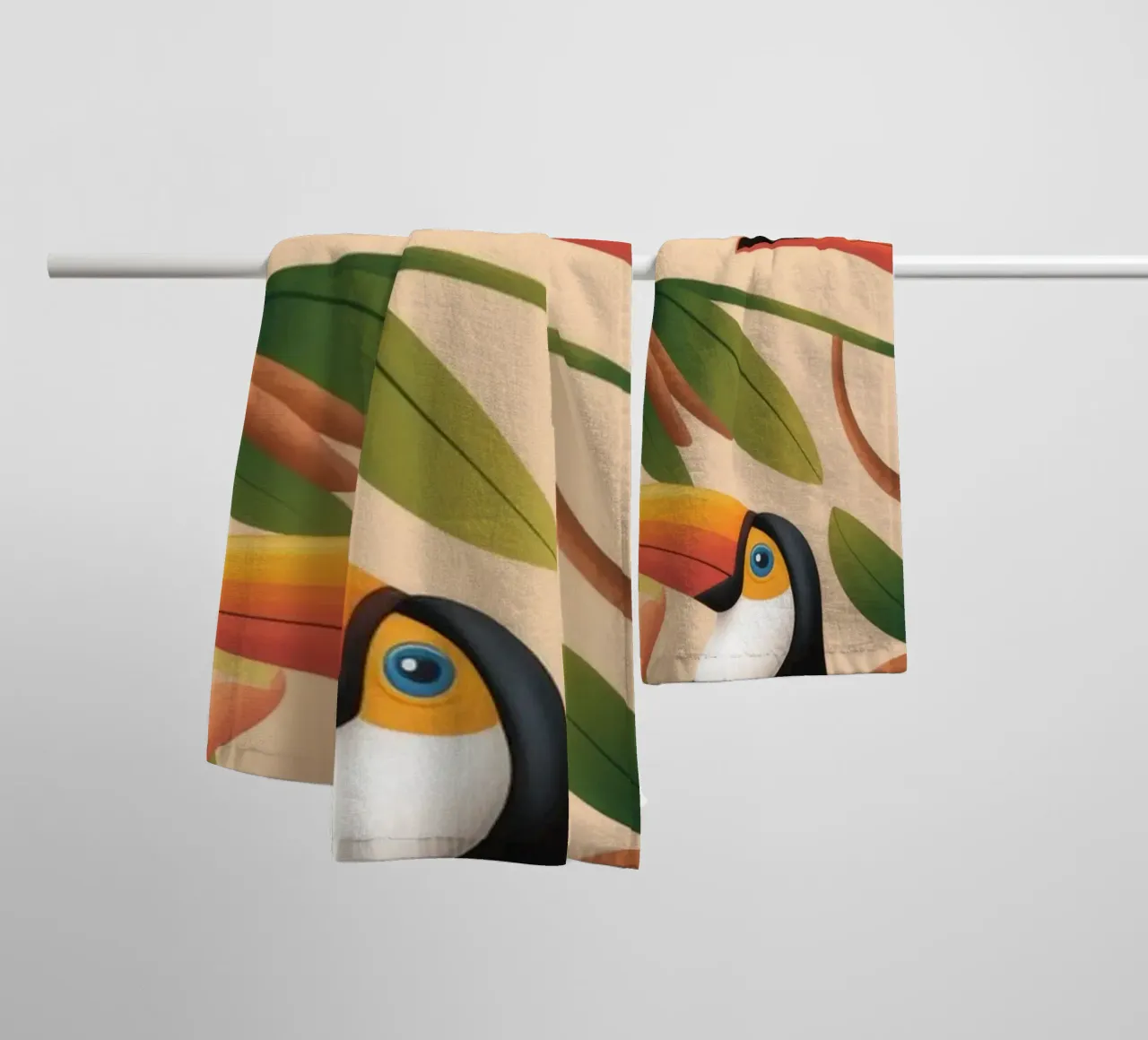 Tropical Bird Symphony towel by Atelier Tiga