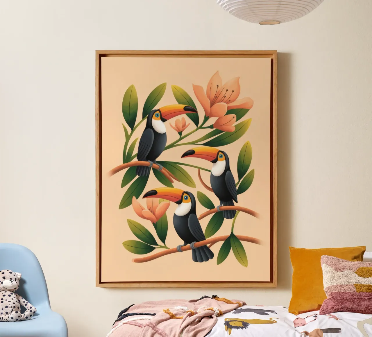 Sinfonia di uccelli tropicali tela con Cornice a cassetta da Atelier Tiga