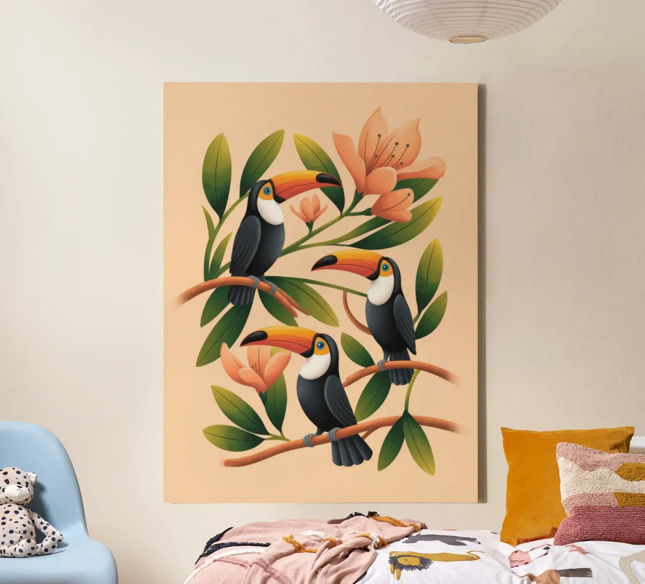 Sinfonia di uccelli tropicali tela con Cornice a cassetta da Atelier Tiga