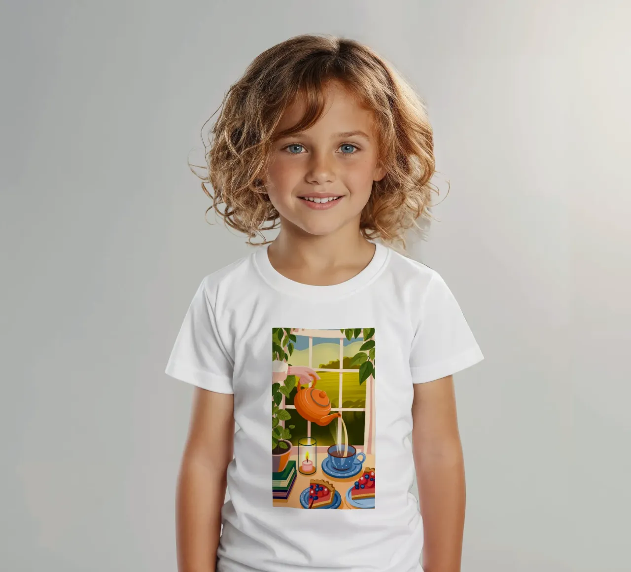 Ochtend thee ritueel kinder t-shirt van Atelier Tiga