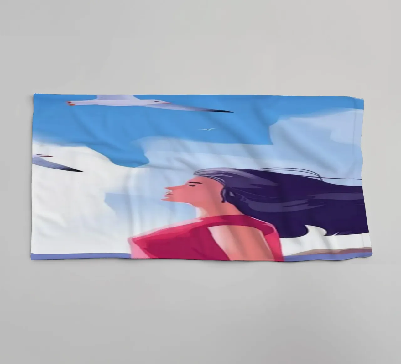 Wandeling langs winderig strand badhanddoek van Atelier Tiga