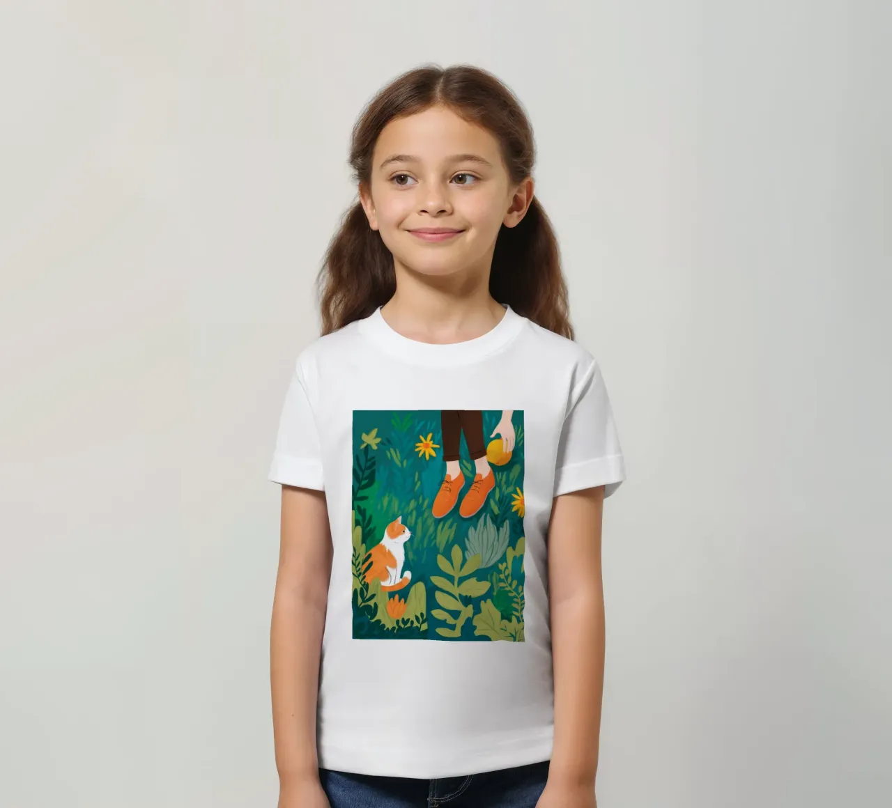 Curious Cat Stroll kids t-shirt by Atelier Tiga