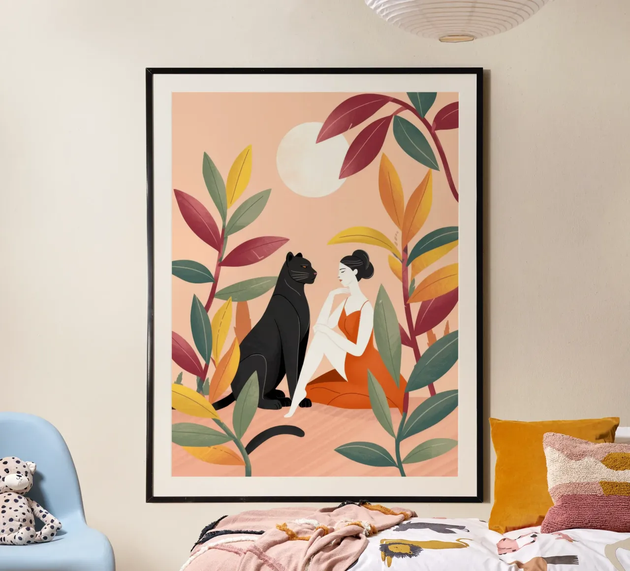 Una serena compagnia felina poster con telaio in alluminio da Atelier Tiga