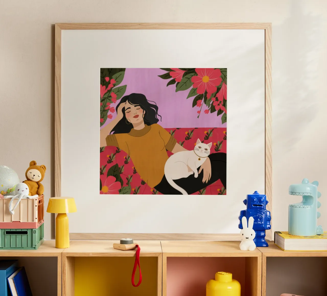 Armonia floreale rilassata poster con telaio in plastica da Atelier Tiga