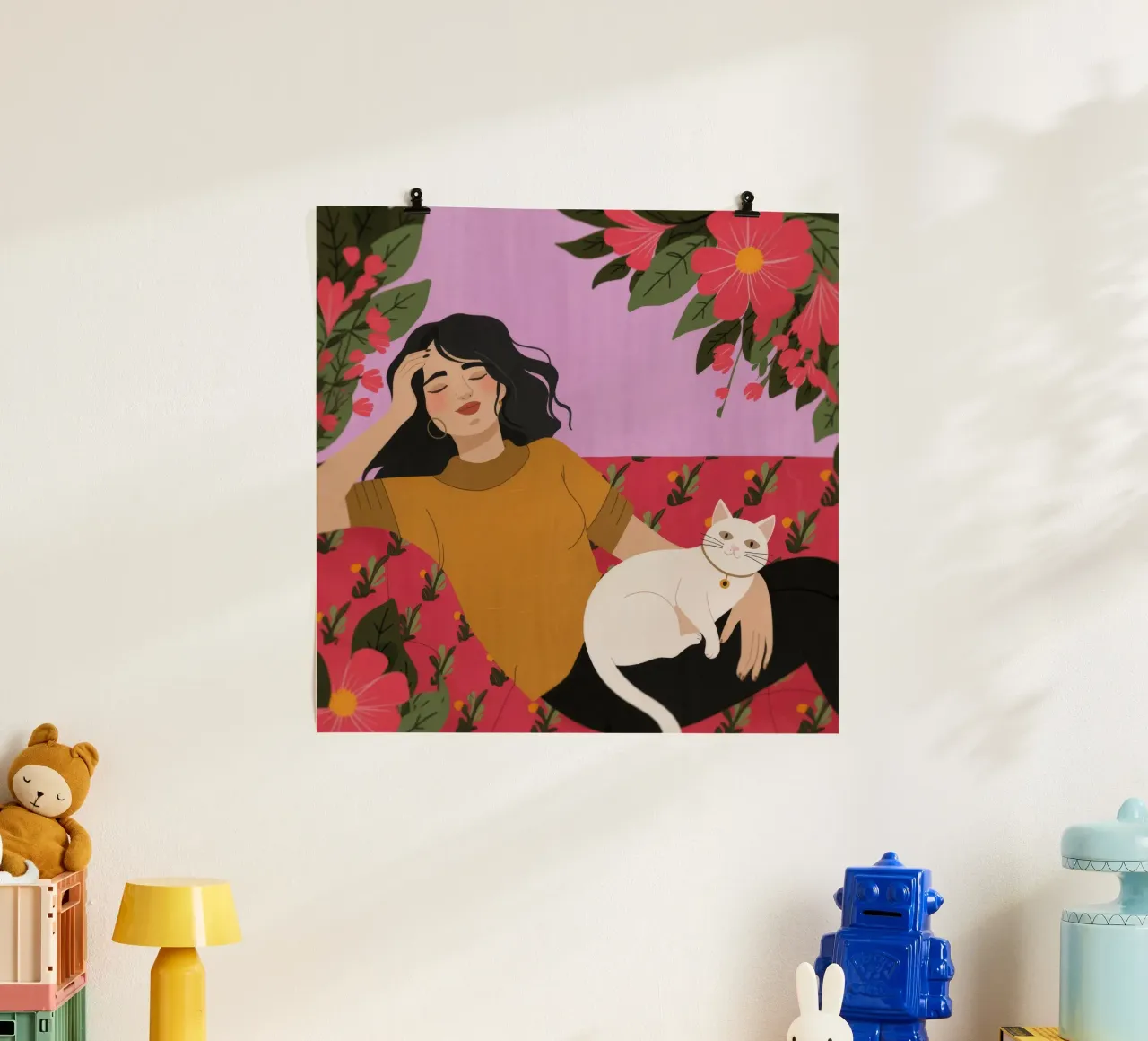 Armonia floreale rilassata poster con telaio in plastica da Atelier Tiga