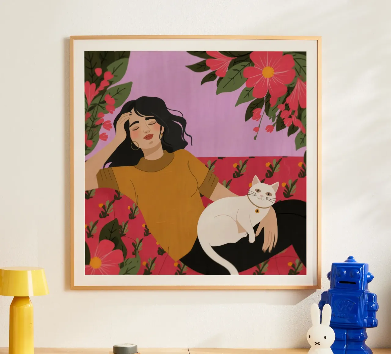 Armonia floreale rilassata poster con telaio in plastica da Atelier Tiga