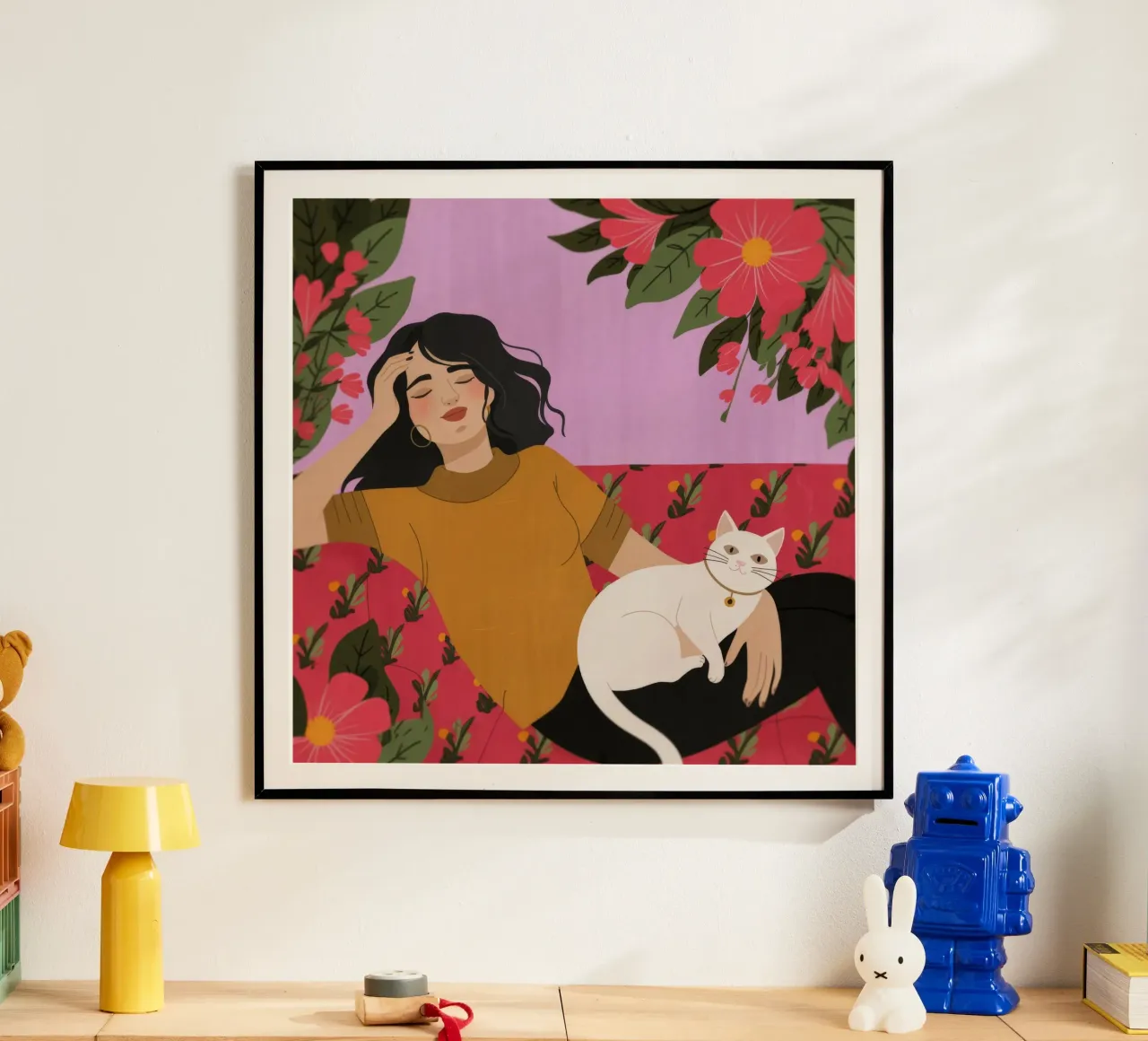 Armonia floreale rilassata poster con telaio in plastica da Atelier Tiga