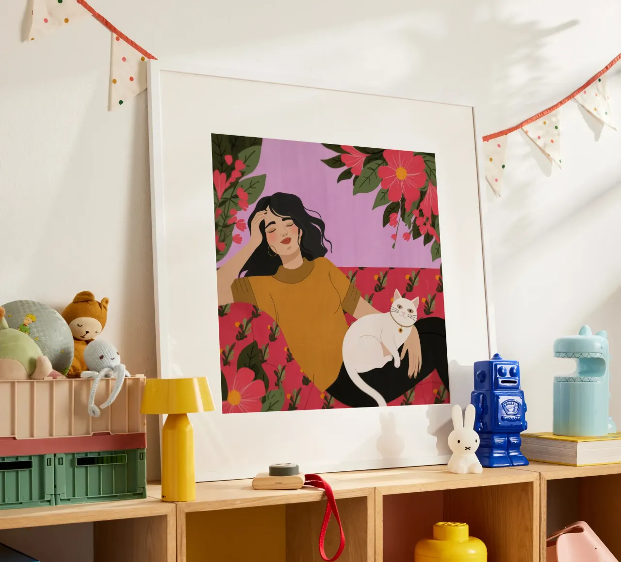 Armonia floreale rilassata poster con telaio in plastica da Atelier Tiga