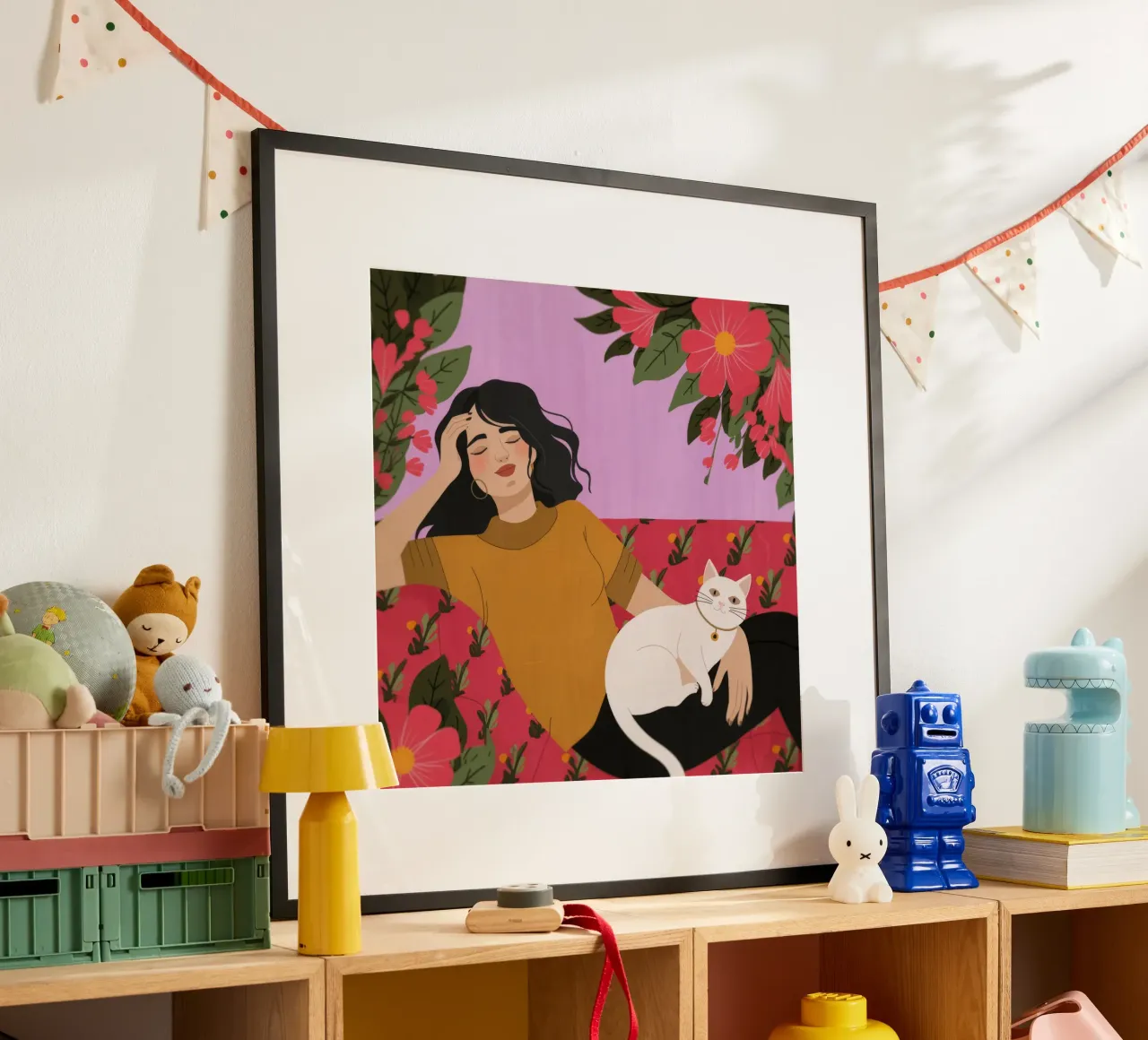 Armonia floreale rilassata poster con telaio in plastica da Atelier Tiga