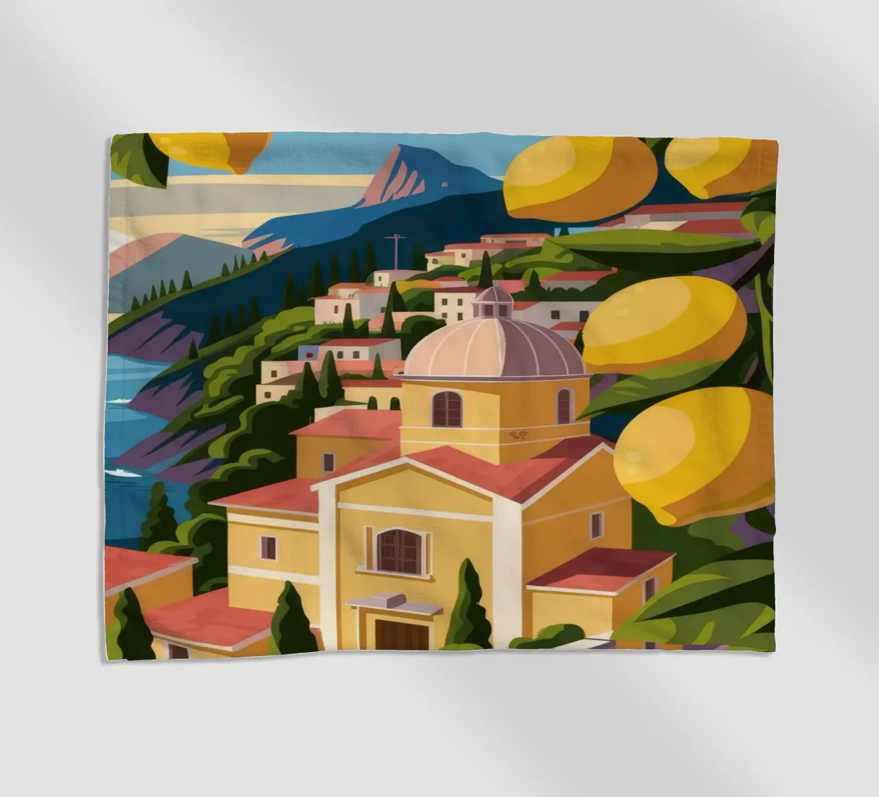 Lemon-Scented Coastal Bliss beach towel by Atelier Tiga