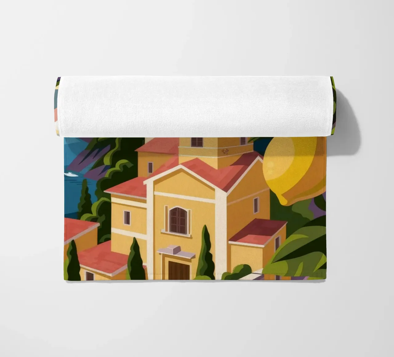 Lemon-Scented Coastal Bliss beach towel by Atelier Tiga