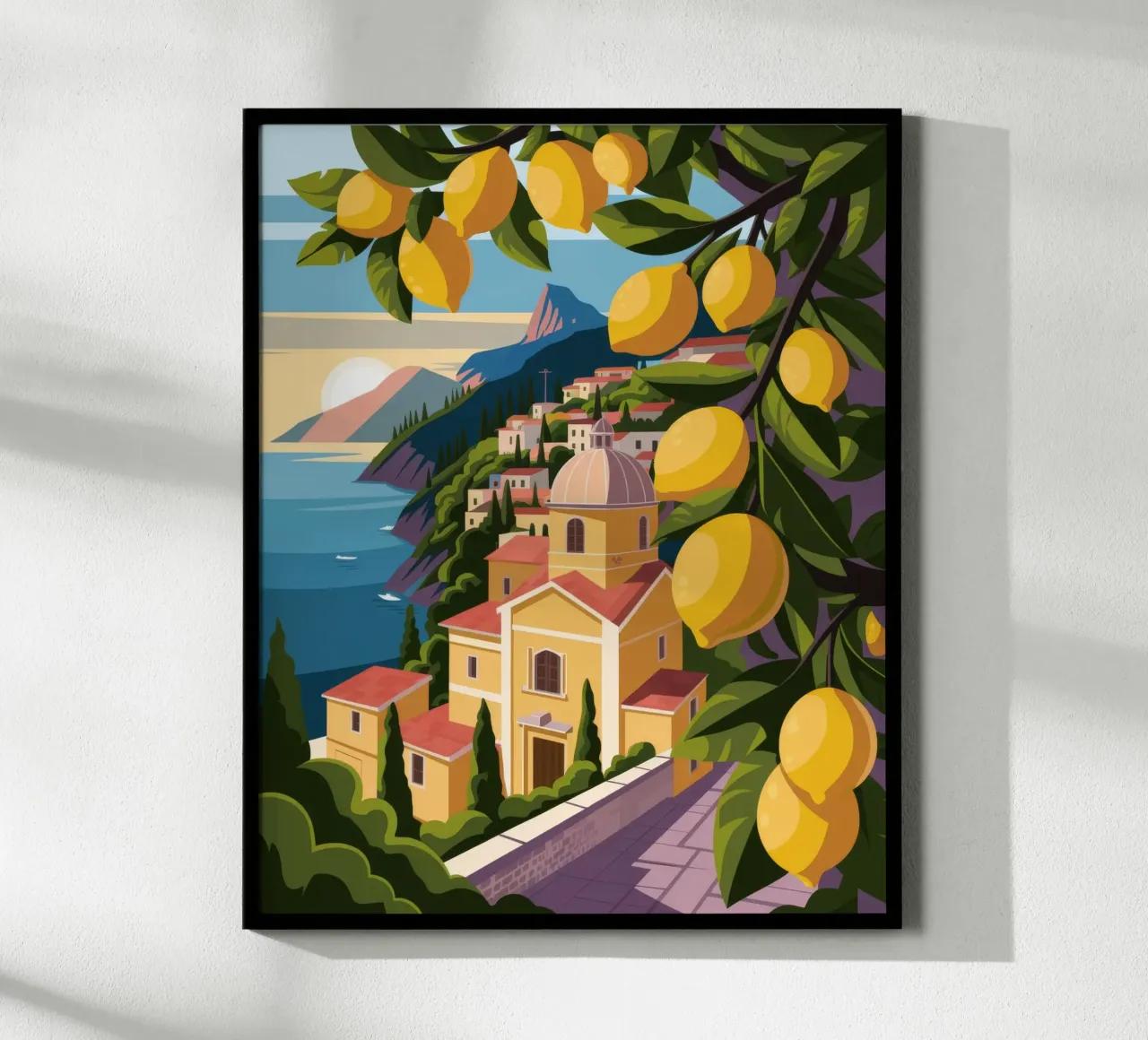 Beatitudine costiera profumata al limone poster con telaio in plastica da Atelier Tiga