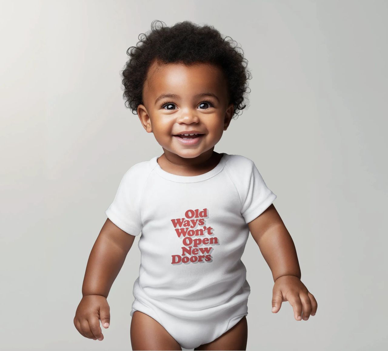 Old Ways Won't Open New Doors Typography Design short-sleeve baby romper by THE MOTIVATED TYPE