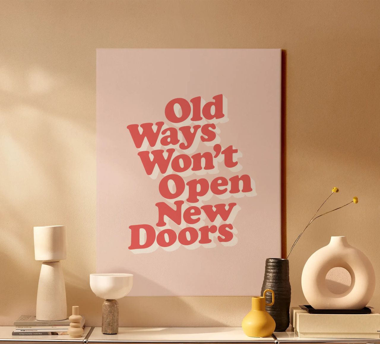 Old Ways Won't Open New Doors Typography Design canvas by THE MOTIVATED TYPE