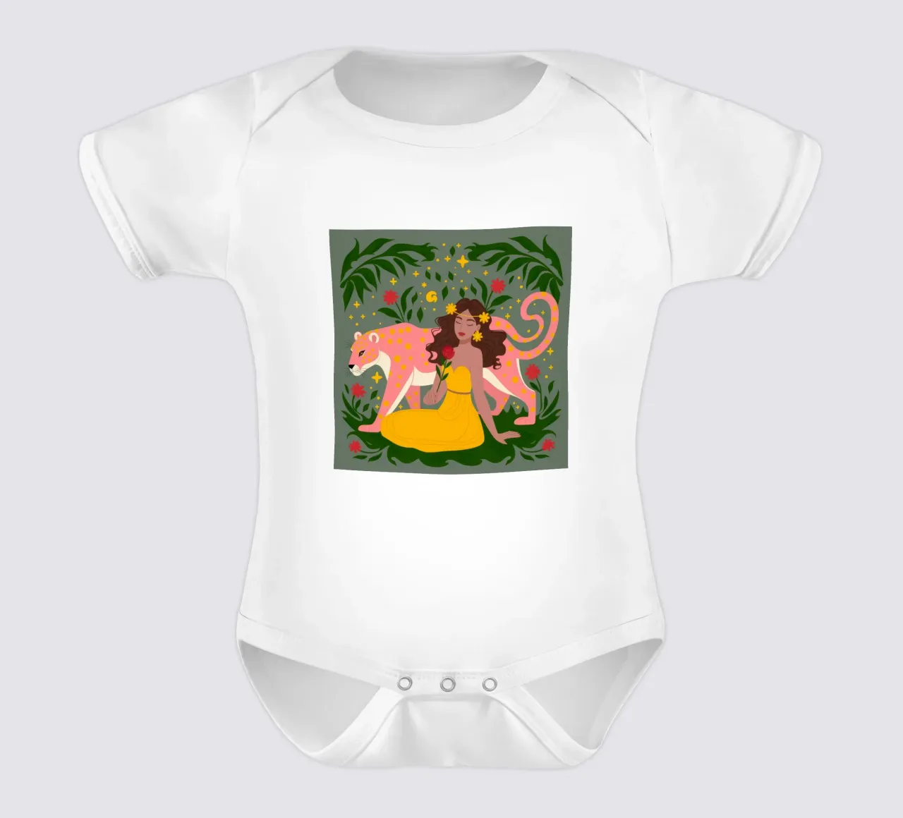 Mystische Dschungelbindung Kurzarm Babybody von Atelier Tiga