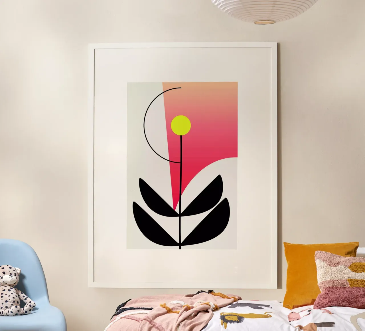 Rainbow Flower poster con telaio in legno da Kubistika
