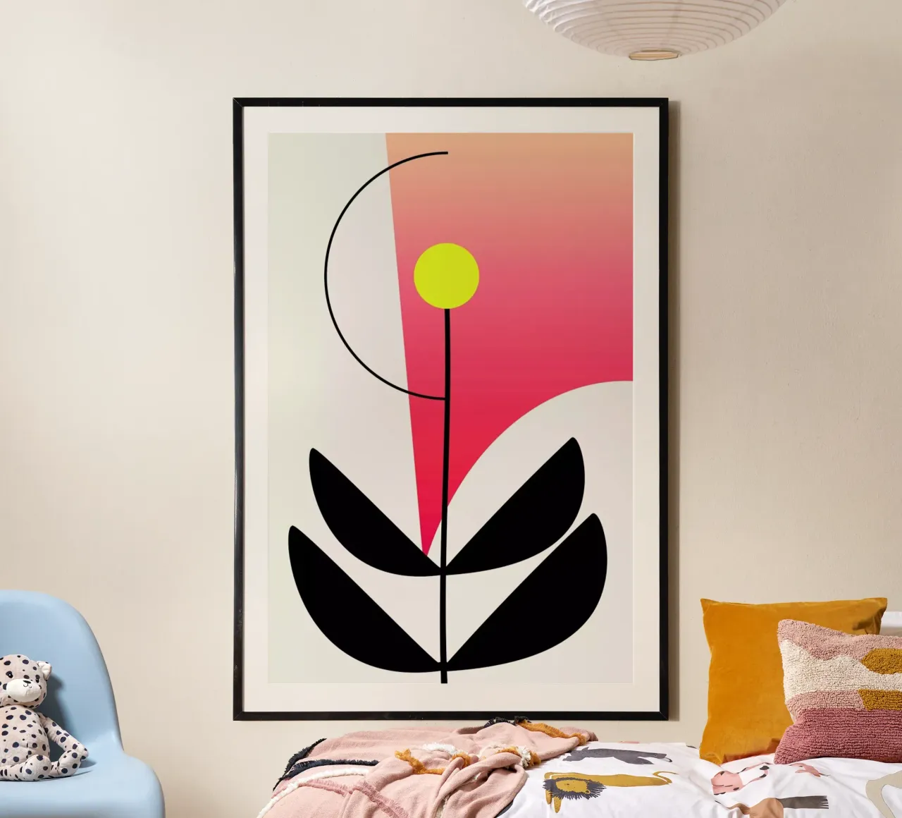Rainbow Flower poster con telaio in legno da Kubistika