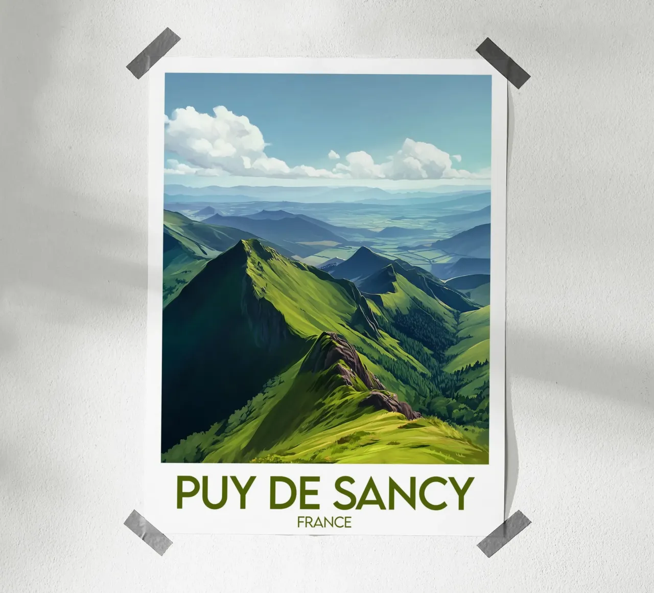Poster Puy de Sancy poster con telaio in legno da Frame the World