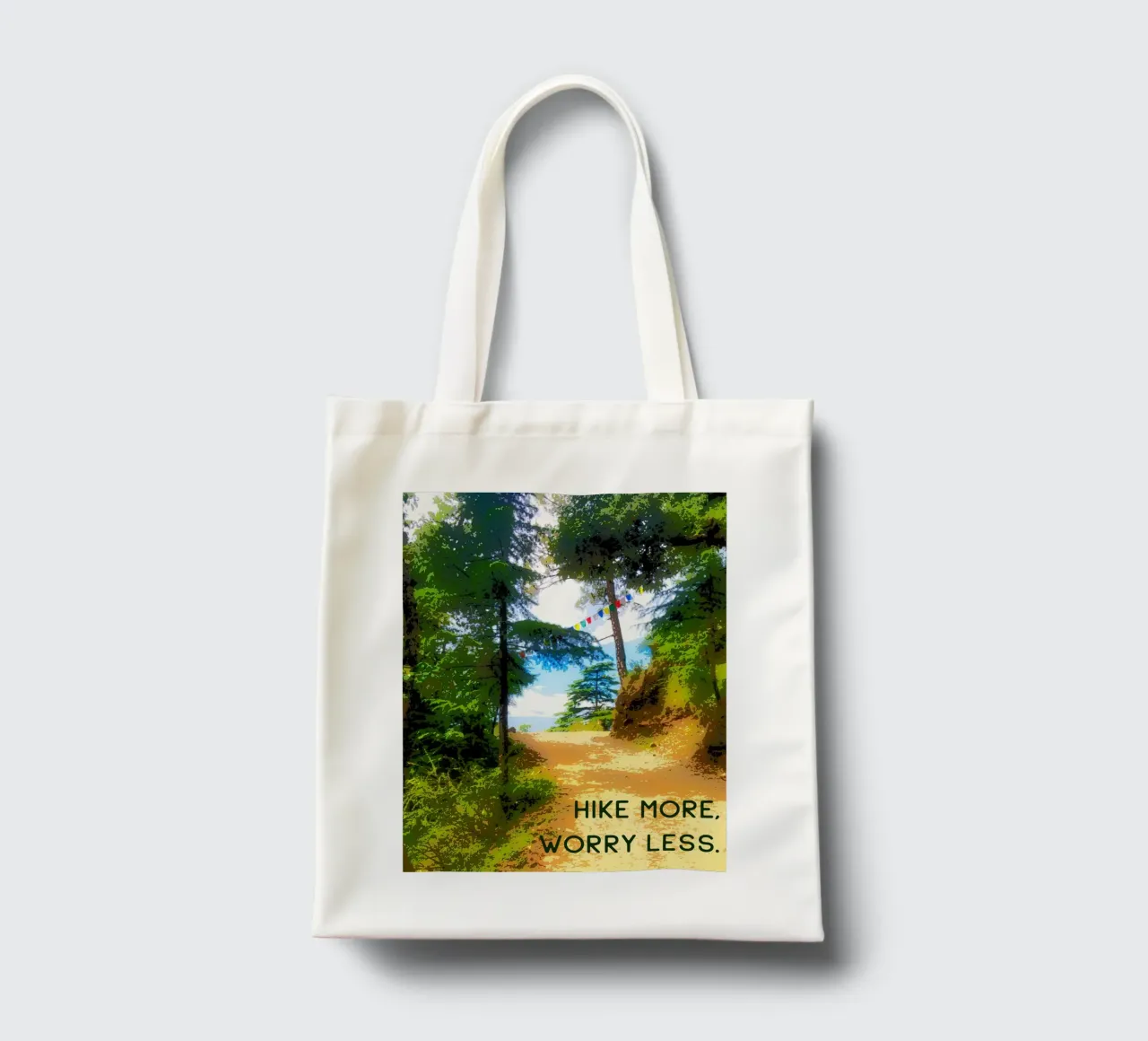 Hike more, worry less. borsa in juta da Happy 😃 Art 🎨 by Christine Schnoell