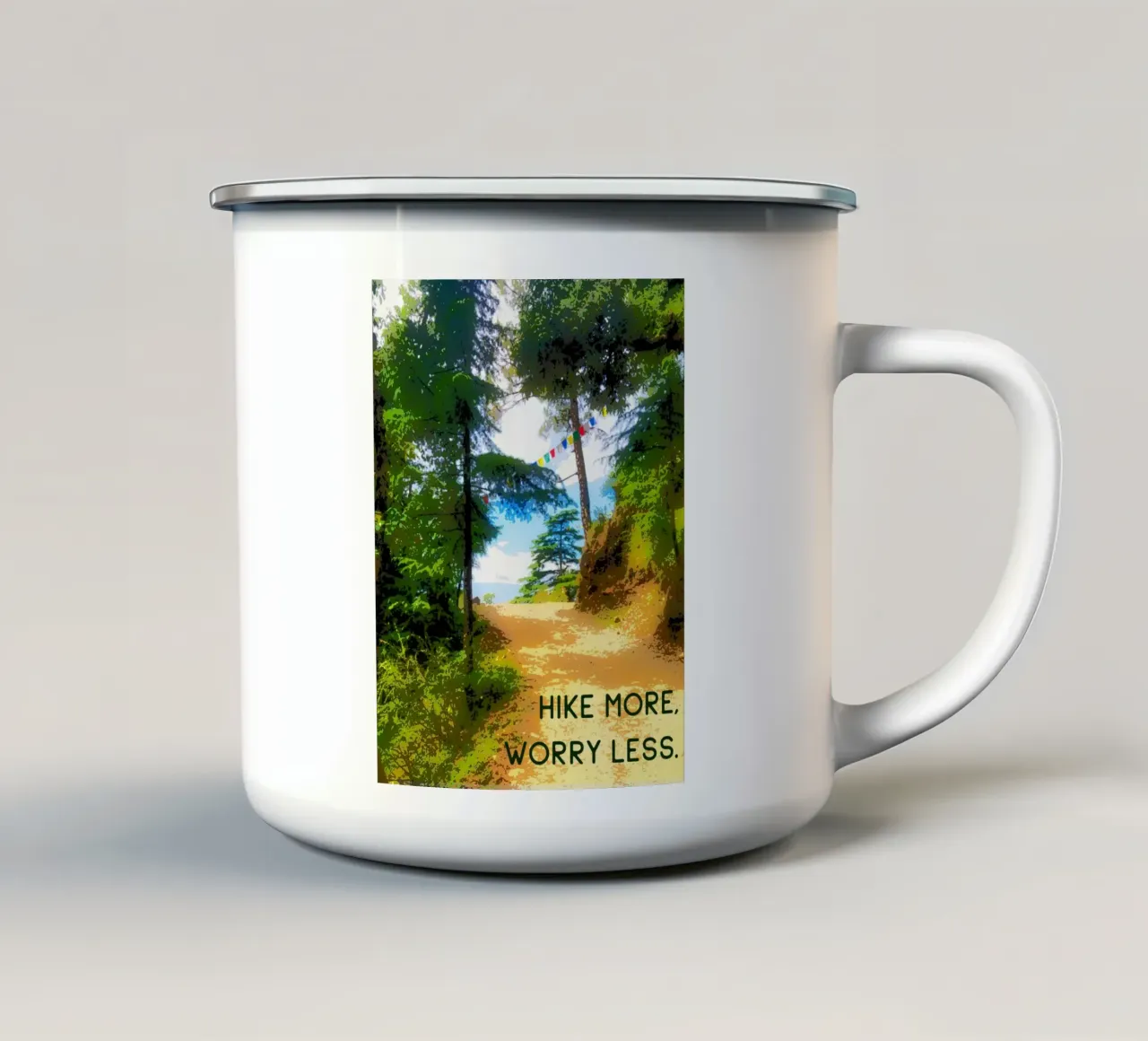 Hike more, worry less. tazza in smalto da Happy 😃 Art 🎨 by Christine Schnoell