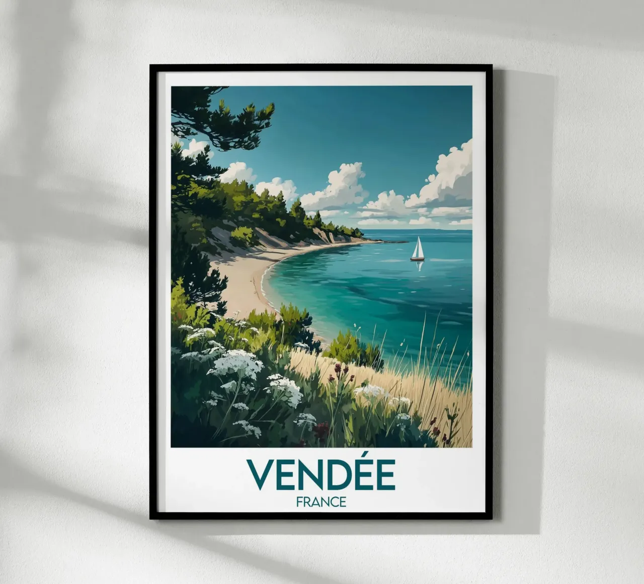 Affiche Vendée France poster avec cadre en bois de Frame the World