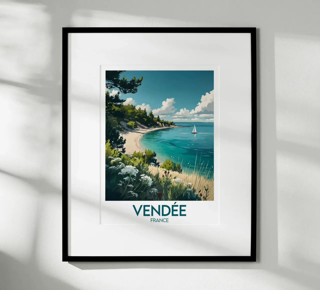 Affiche Vendée France poster avec cadre en bois de Frame the World