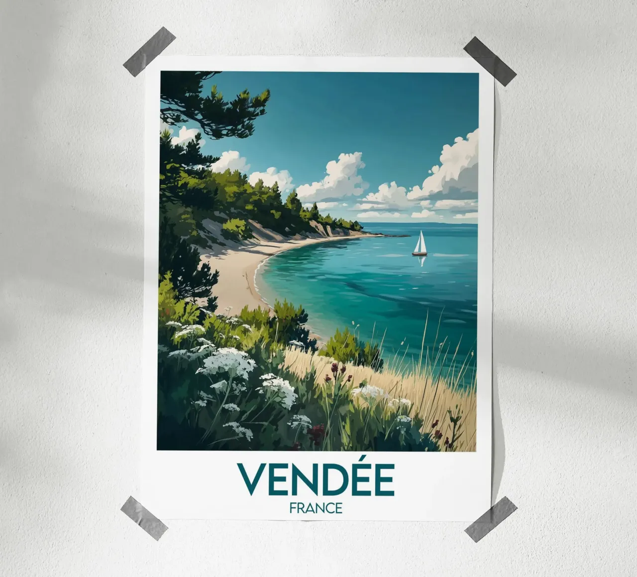 Affiche Vendée France poster avec cadre en bois de Frame the World