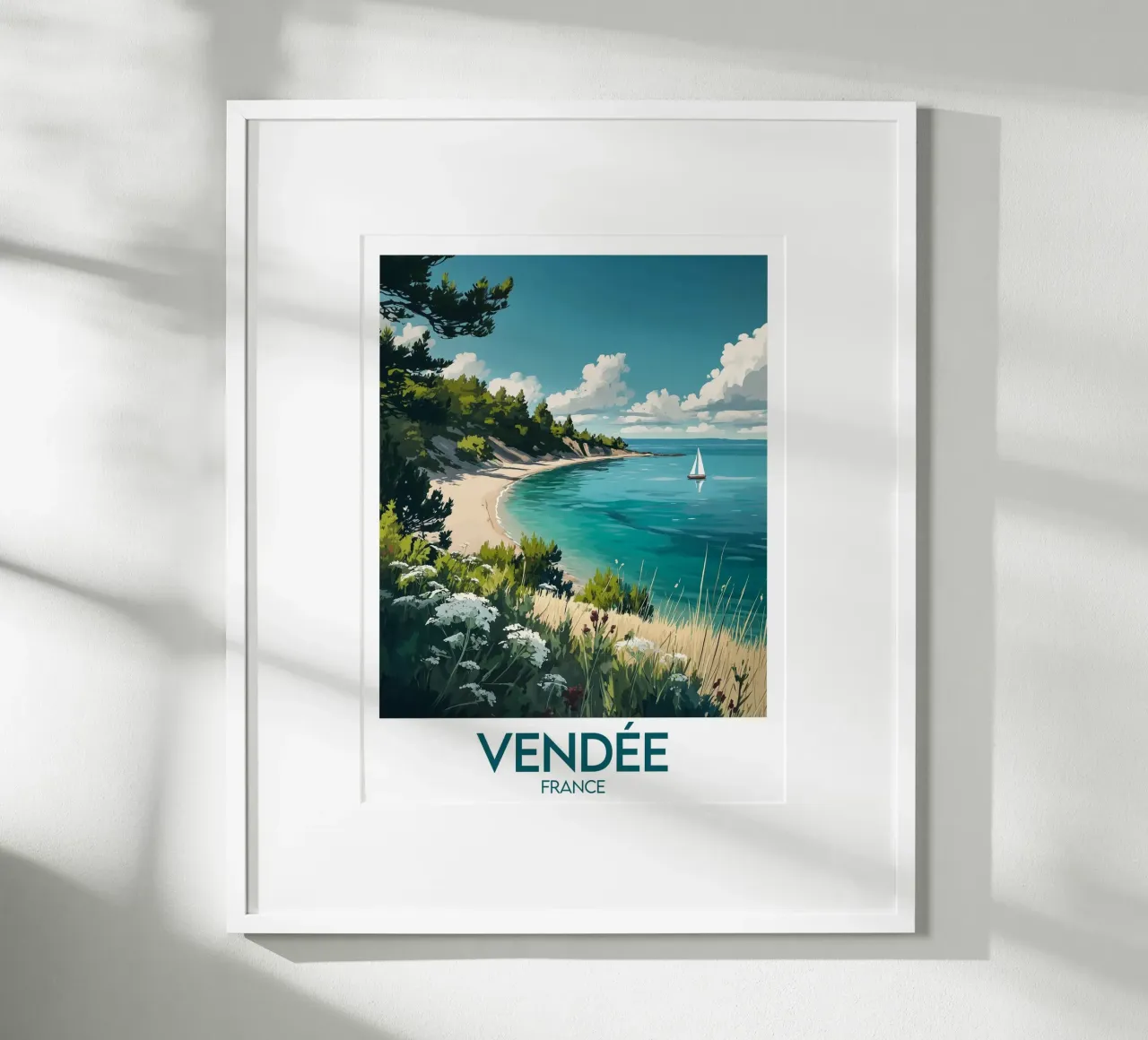 Affiche Vendée France poster avec cadre en bois de Frame the World