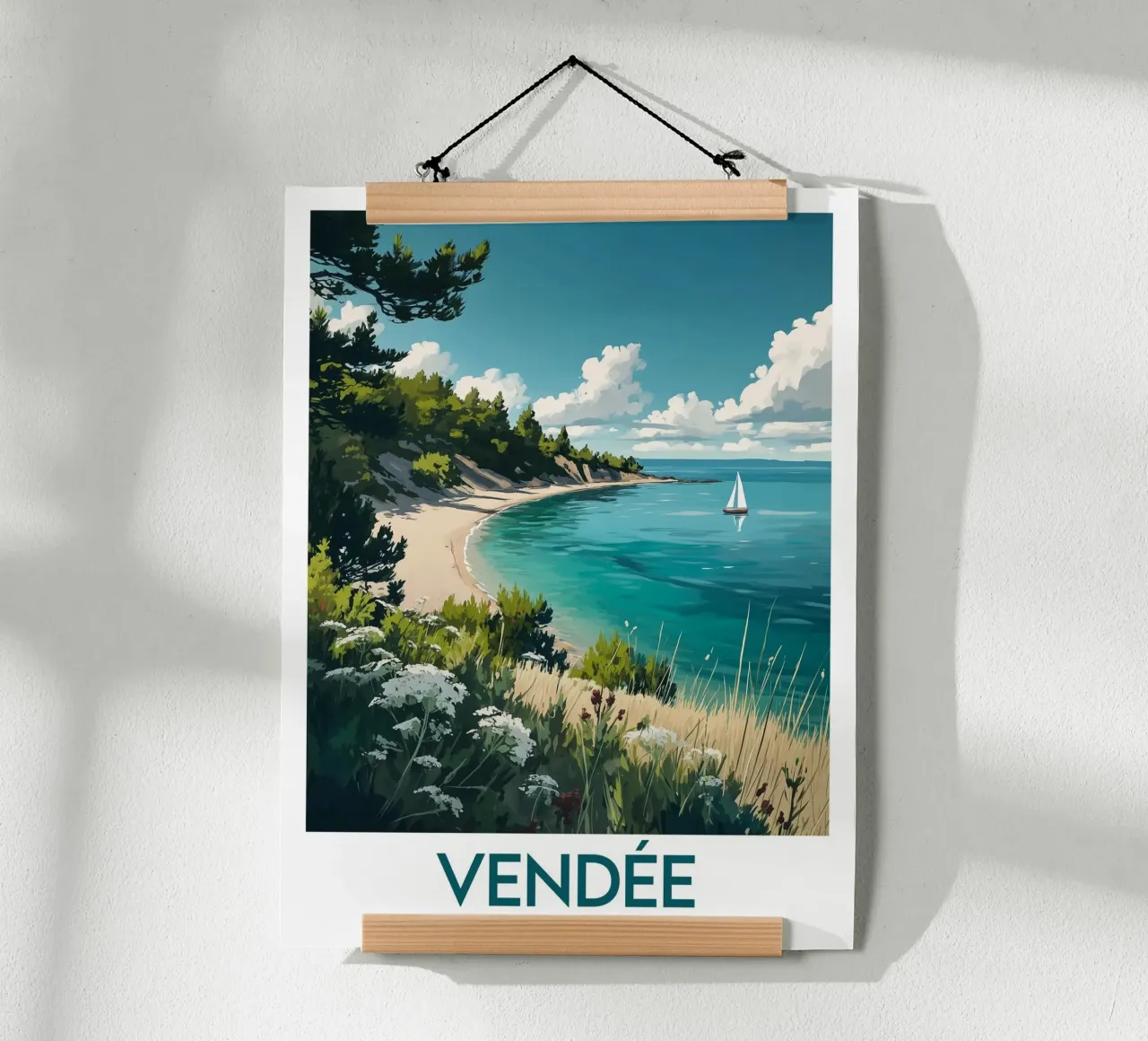 Affiche Vendée France poster avec cadre en bois de Frame the World