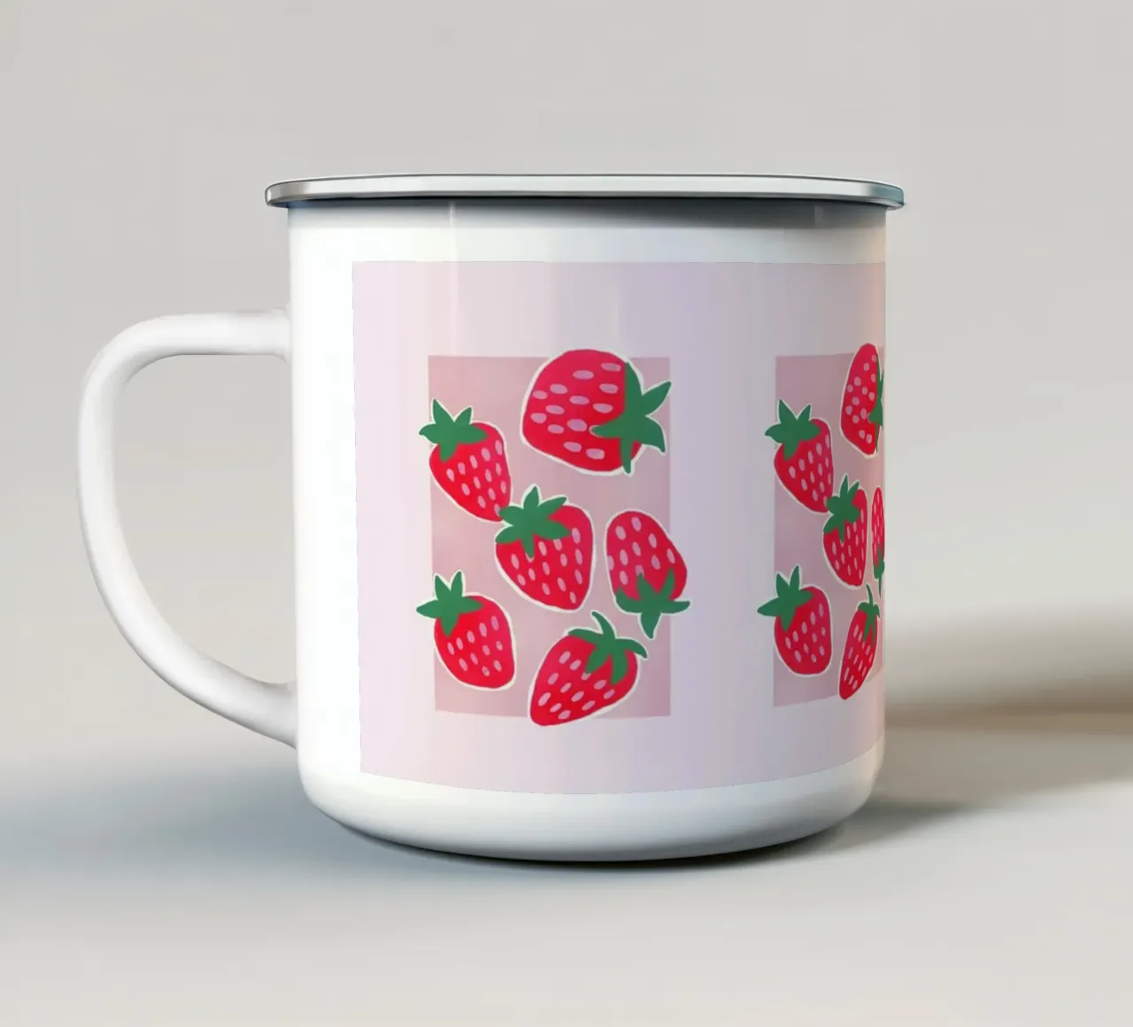 Berry Sweet Aardbeien - Speelse Fruit Art Print emaille mok van showmemars