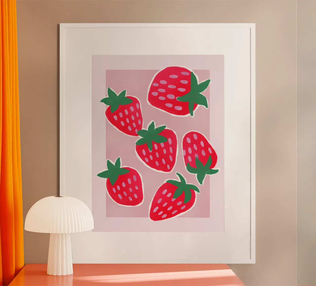 Berry Sweet Strawberries – Playful Fruit Art Print poster by showmemars