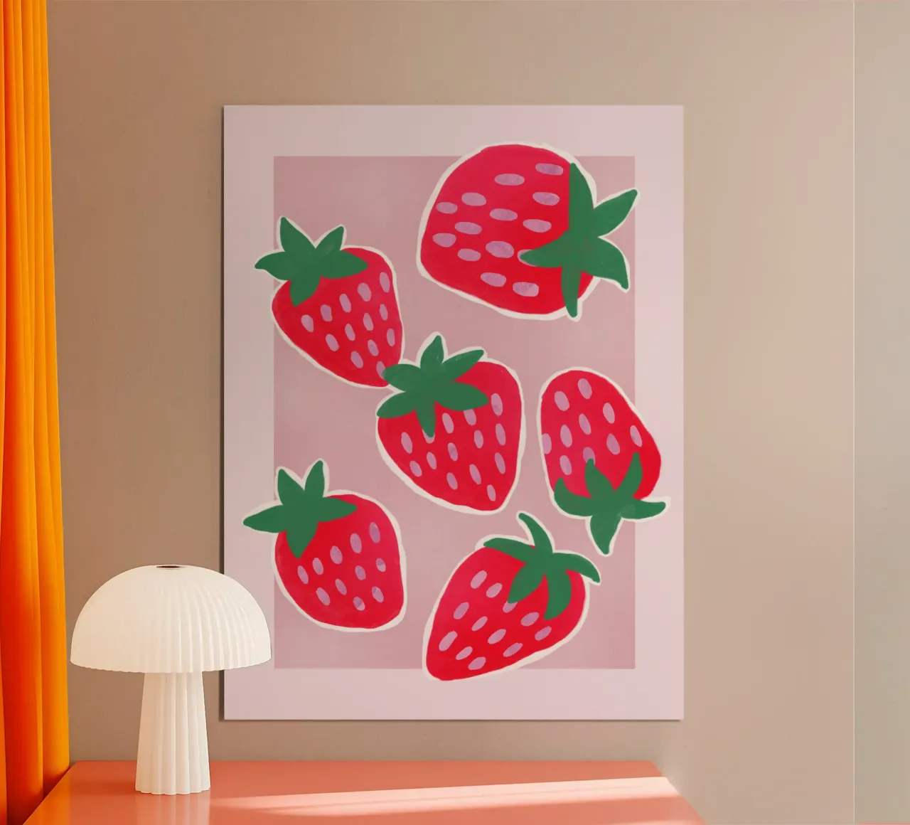 Fragole dolci come bacche - Stampa artistica di frutta giocosa poster con telaio in alluminio da showmemars