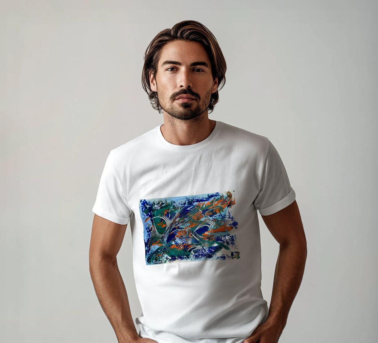 MESSAGE FROM THE HEART 5 t-shirt da Thierry Vobmann Abstract painting