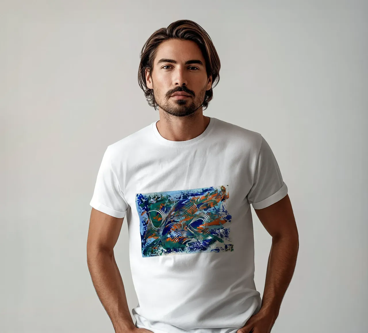 MESSAGE FROM THE HEART 5 t-shirt da Thierry Vobmann Abstract painting