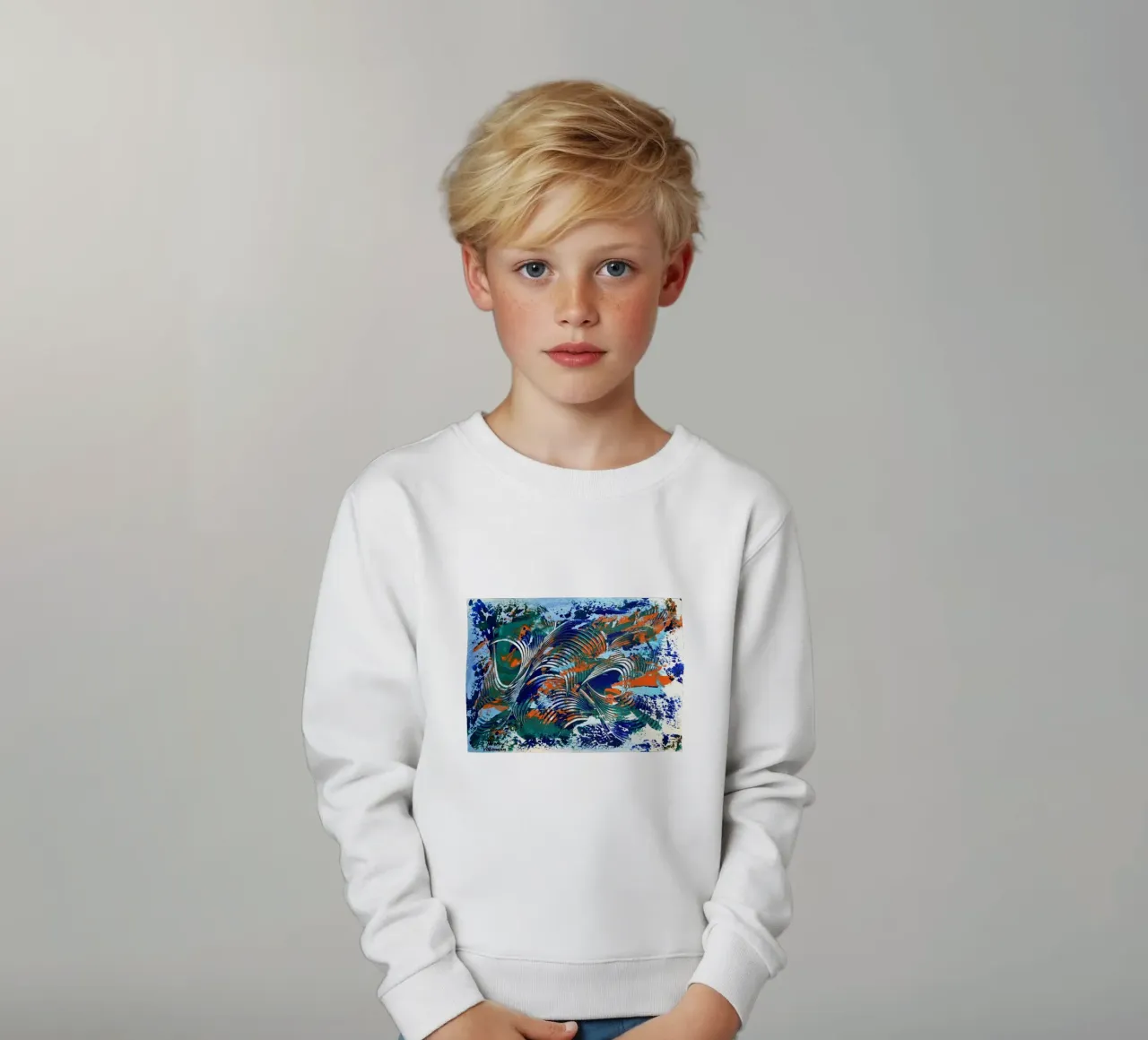 MESSAGE FROM THE HEART 5 kinder sweatshirt van Thierry Vobmann Abstract painting