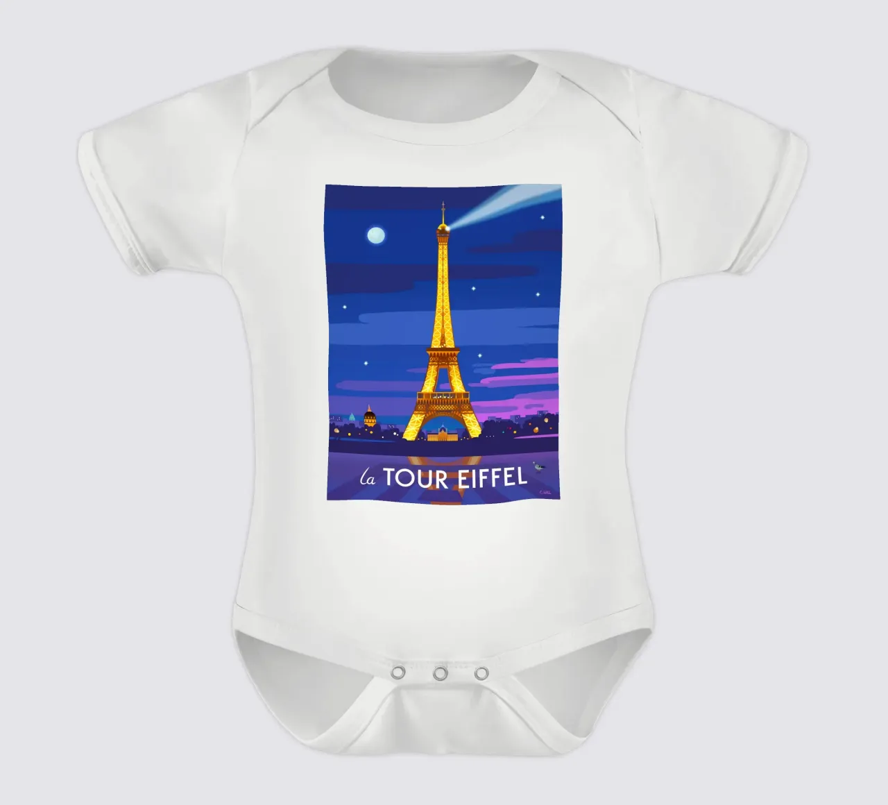 Eiffel Tower body neonato maniche corte da C.WILL
