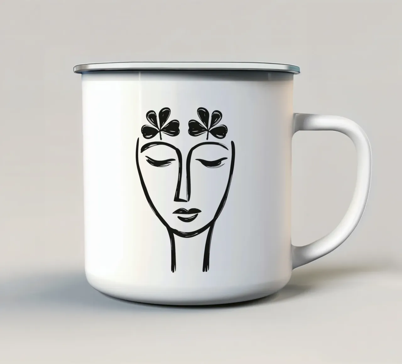Ritratto di donna felice tazza in smalto da Autofocus