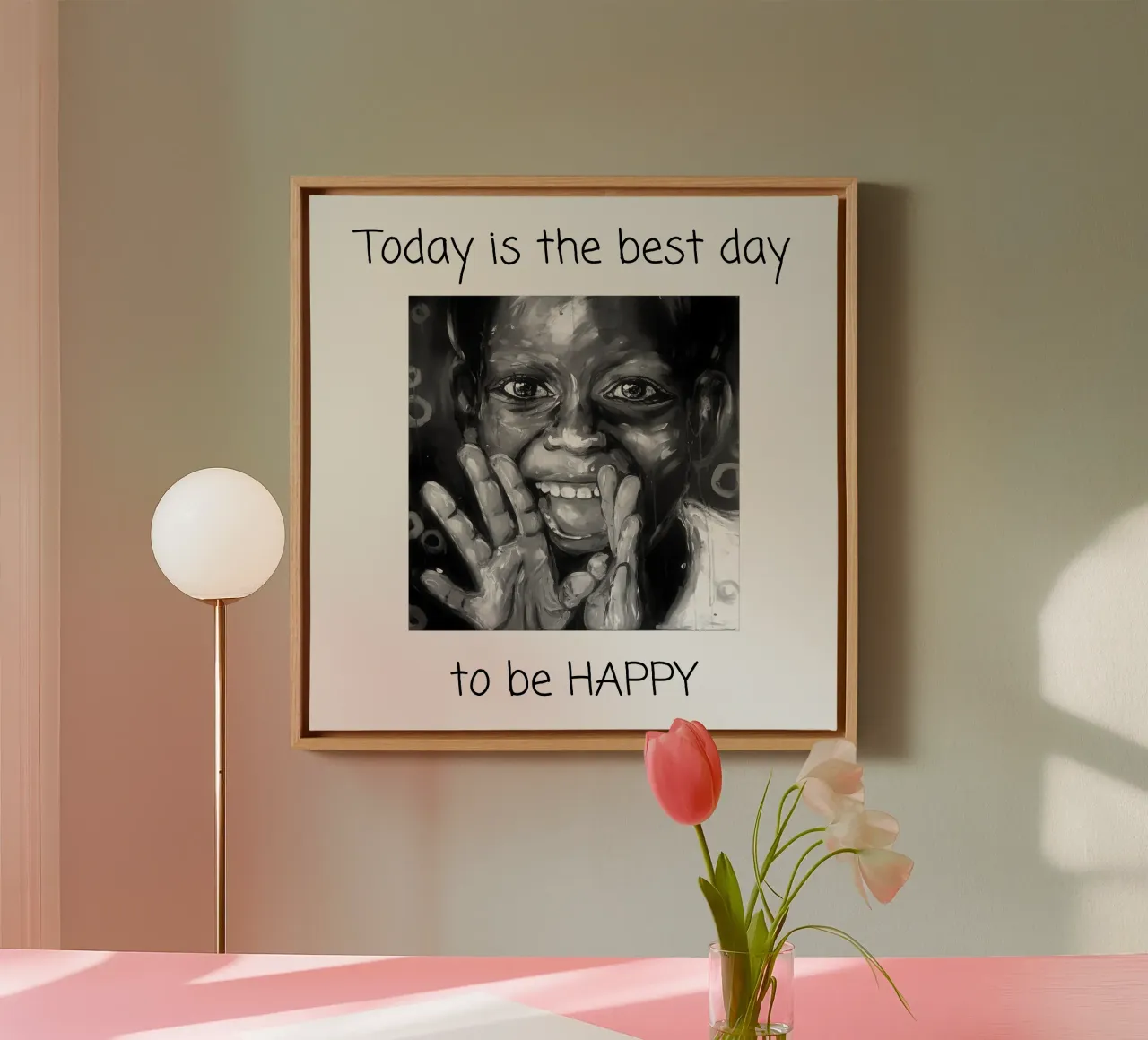 TODAY BE HAPPY canvas met Baklijst van Happy 😃 Art 🎨 by Christine Schnoell