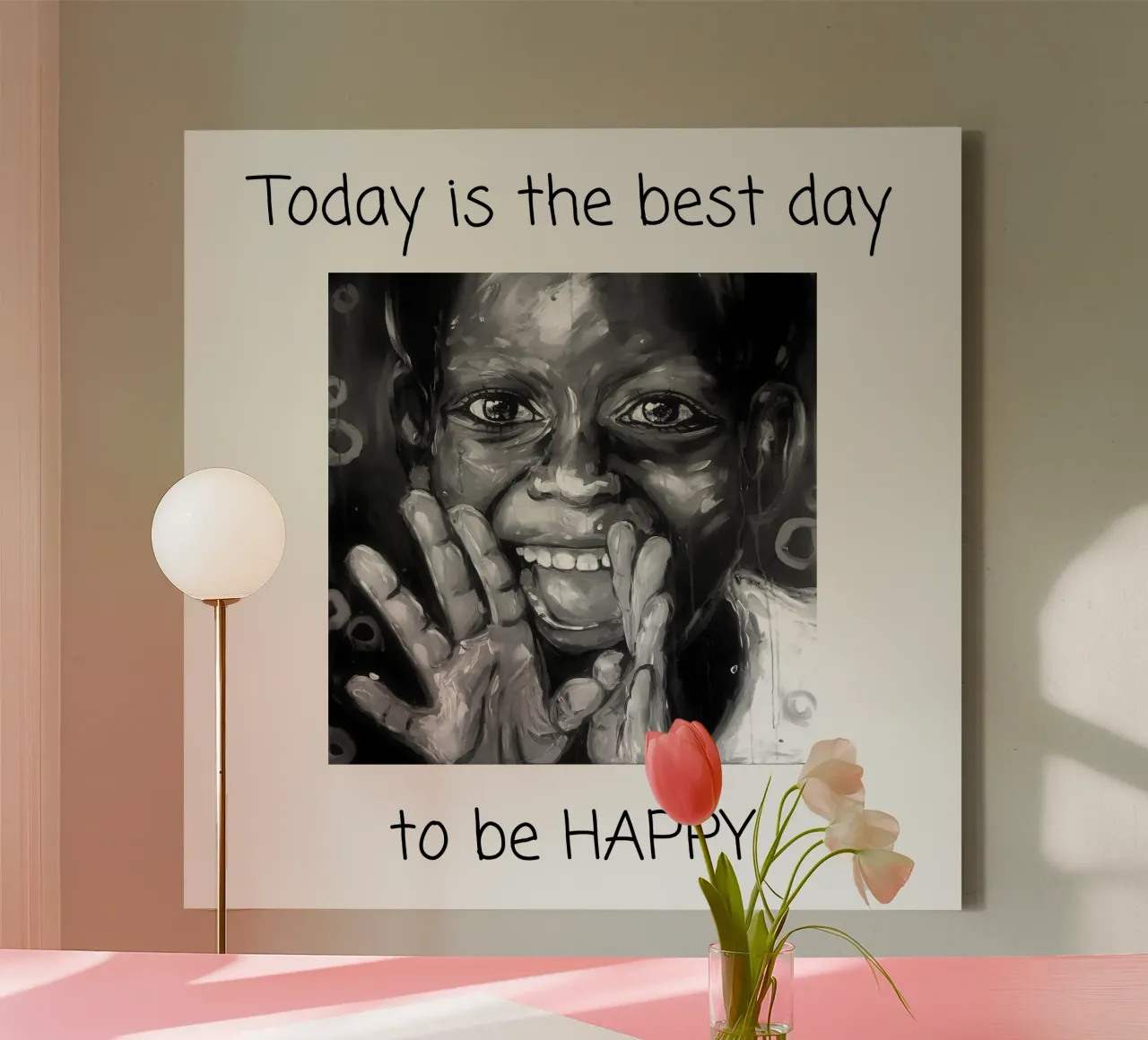 TODAY BE HAPPY canvas met Baklijst van Happy 😃 Art 🎨 by Christine Schnoell