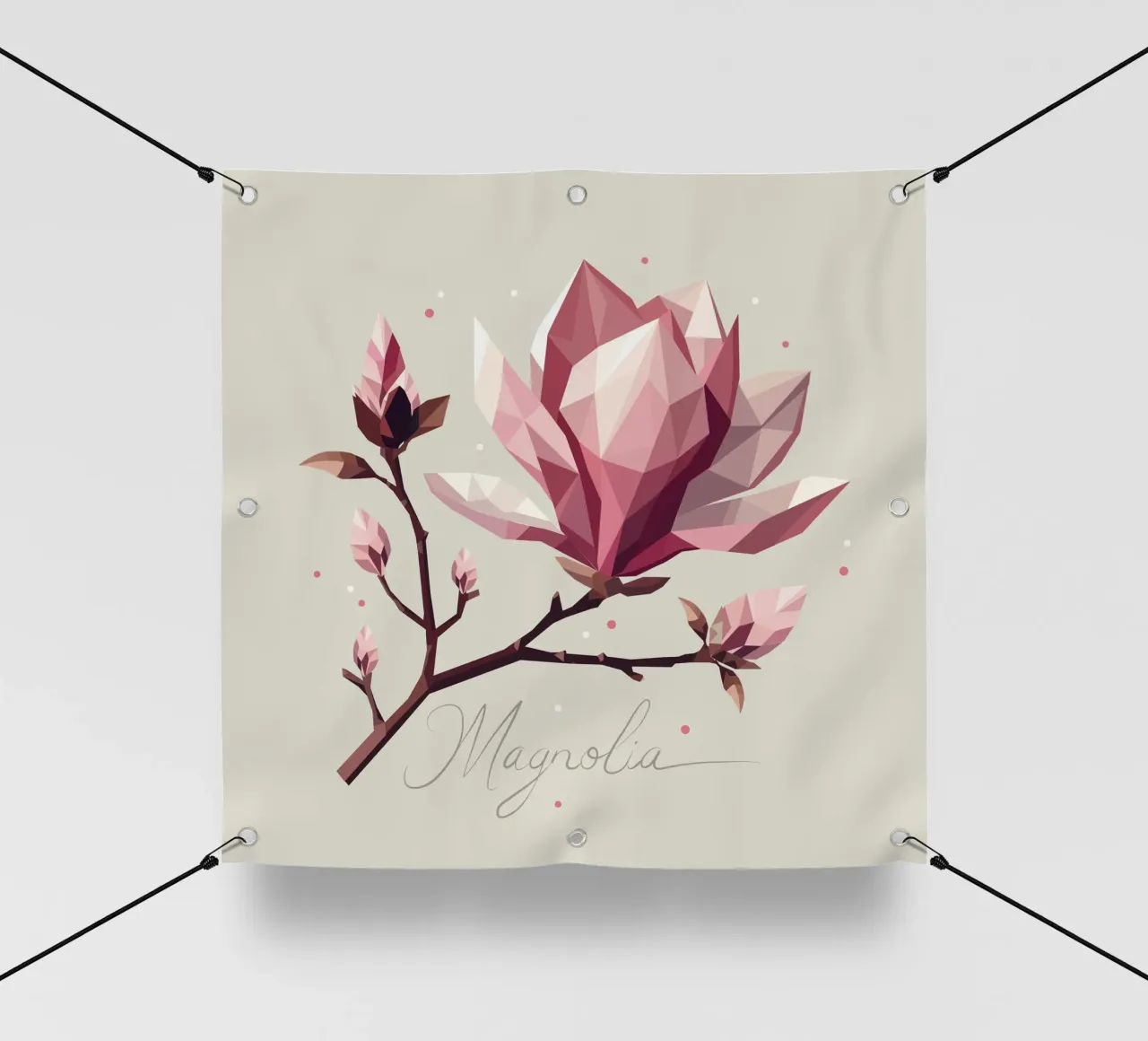 Fiori di magnolia con aspetto poligonale - Bellezza delicata telo in pvc da namosh