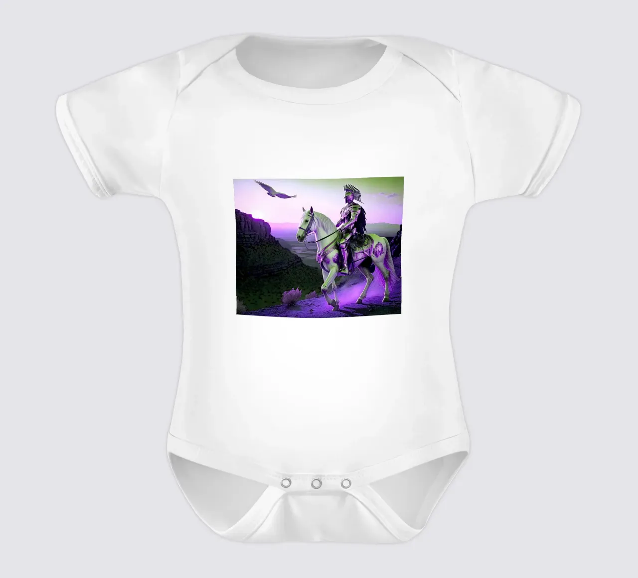 CHEVALIER SUR UN CHEVAL. VIOLET short-sleeve baby romper by Thierry vobmann photography