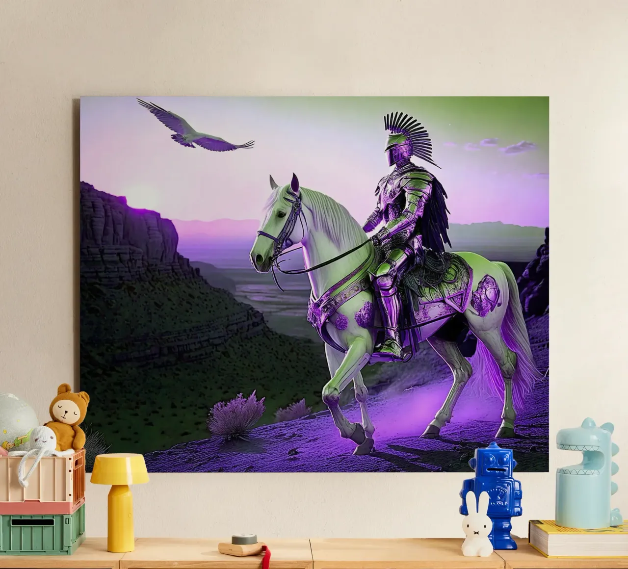 CHEVALIER SUR UN CHEVAL. VIOLET alluminio dibond da Thierry vobmann photography