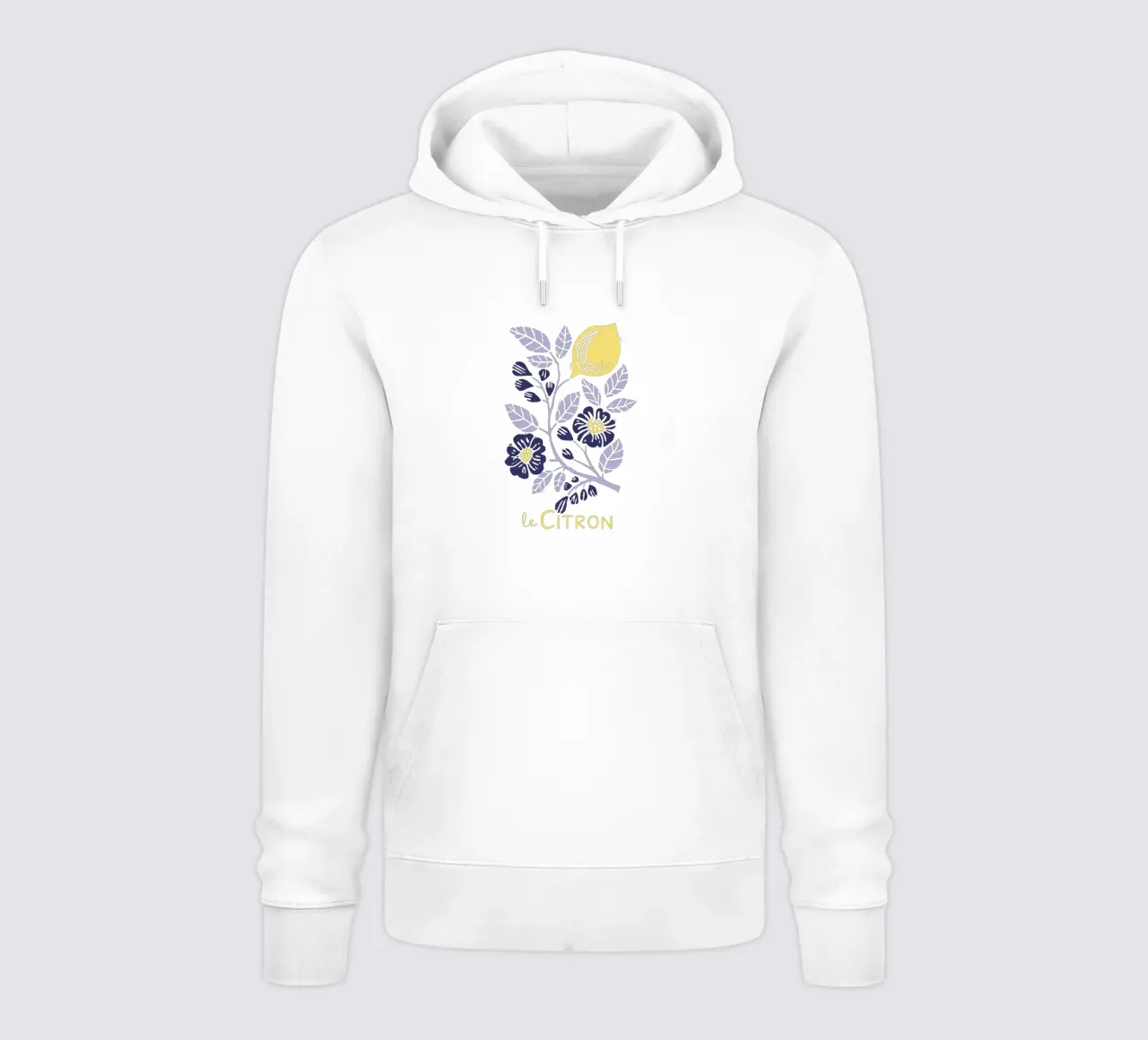 Le Citron - Stampa botanica floreale e al limone in Lavanda felpa con cappuccio da showmemars