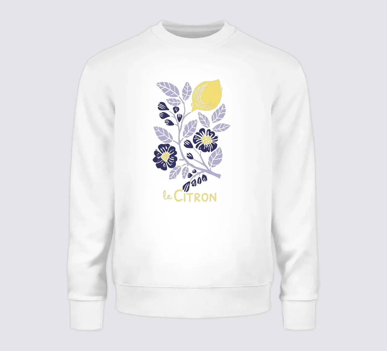 Le Citron - Stampa botanica floreale e al limone in Lavanda felpa da showmemars